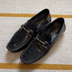 Like New Salvatore Ferragamo Parigi Loafer Navy Patent Leather, 10D